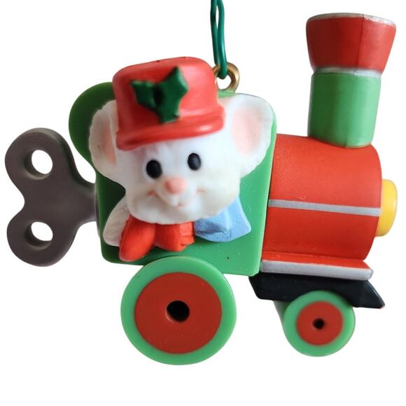 Vintage 1985 Hallmark Engineering Mouse Train Christmas Ornament - Picture 1 of 3